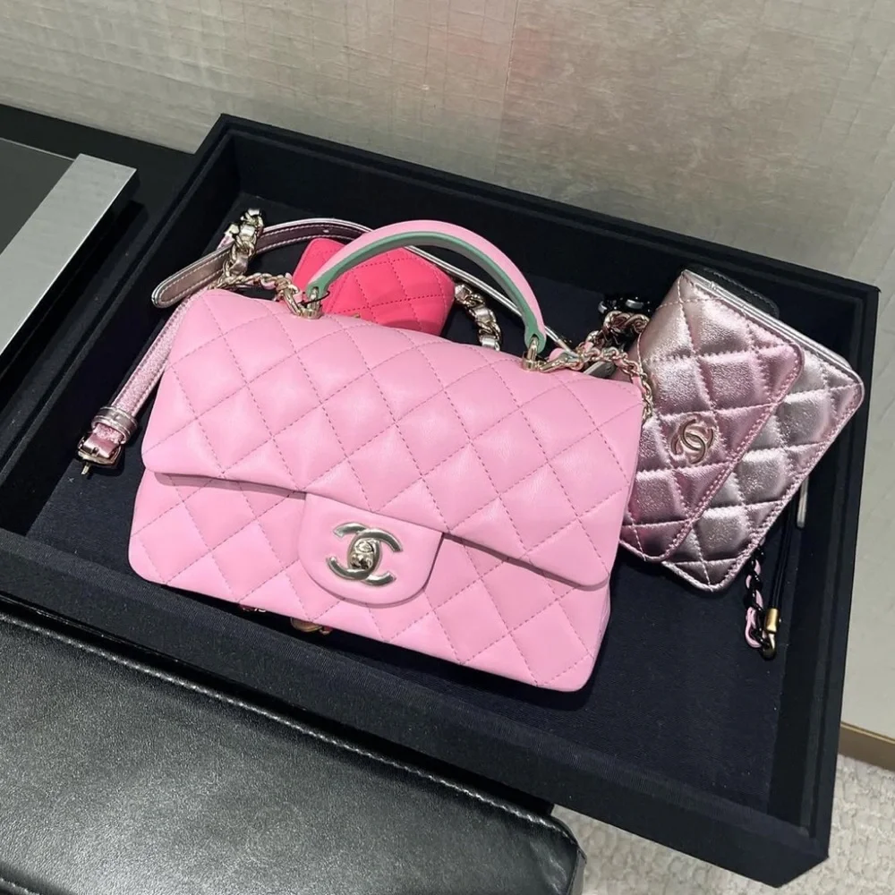 New Chanel Pink Quilted Shoulder Bag